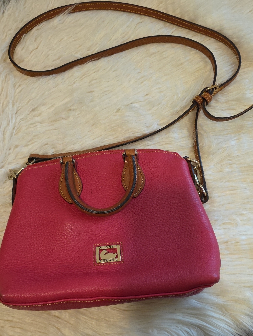 Dooney & Bourke Pink Pebbled Leather Crossbody Satchel